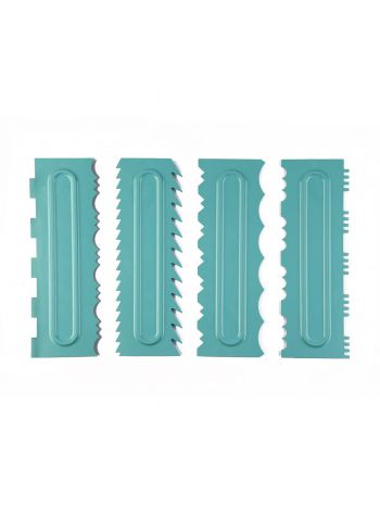 Cake Decorative Tall Scraper for Icing - 10 inches (Design B, Pack 4), ABS Plastic